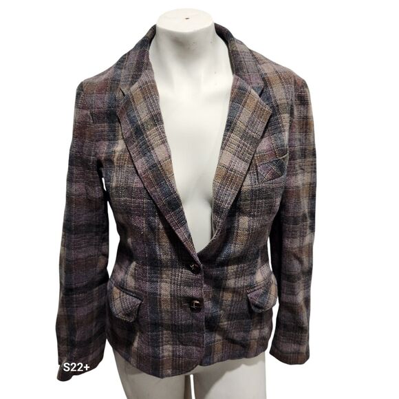 Peerless of Boston Vintage Blazer Womens SZ 16 Dark Academia Preppy Wool Plaid - Picture 1 of 6
